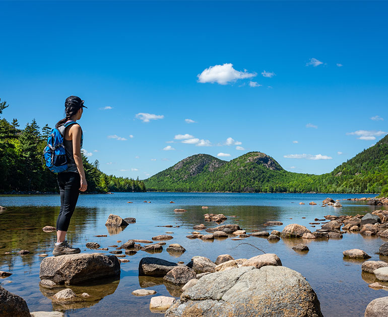 Looking out over Jordan Pond