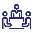Three people at a table icon
