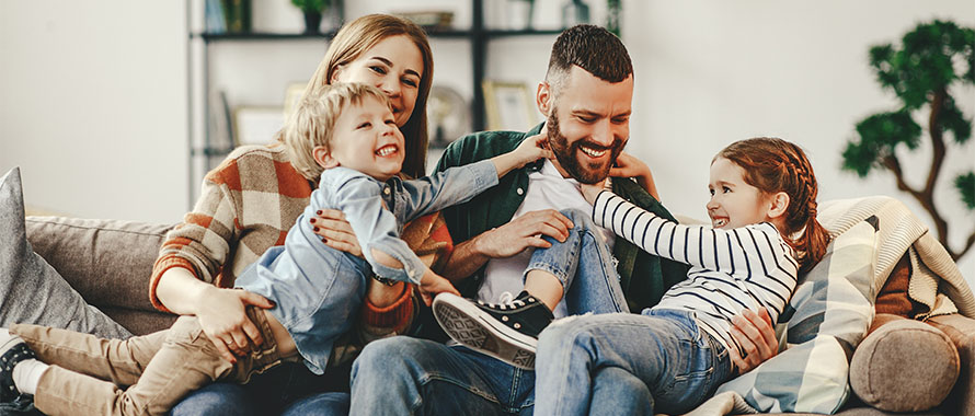 family playing at home