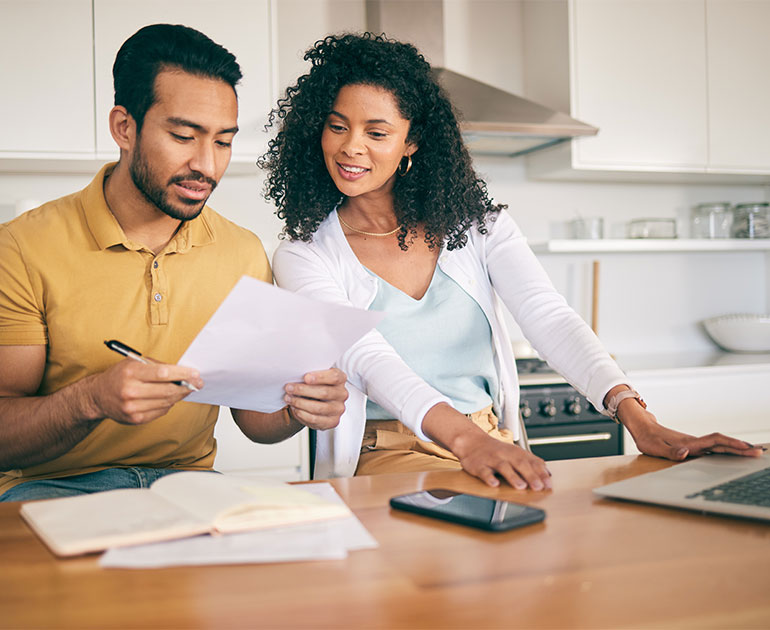 Couple reviewing finances