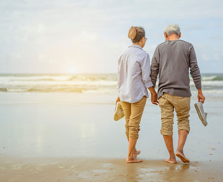 couple walking on beach