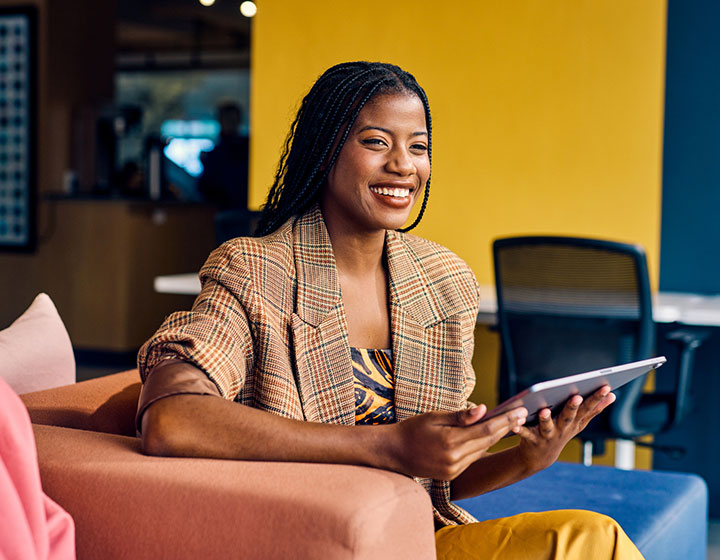 Professional woman holding tablet